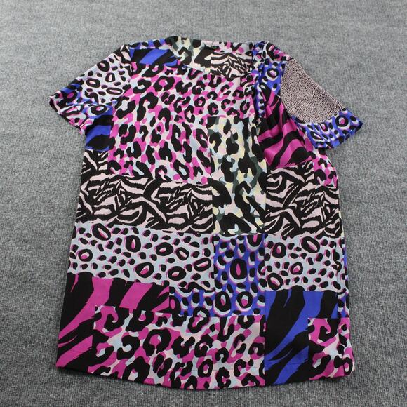 Versace Dress Womens 44 Silk Mini Shift Animal Leopard Print Tunic Patchwork - Picture 1 of 8
